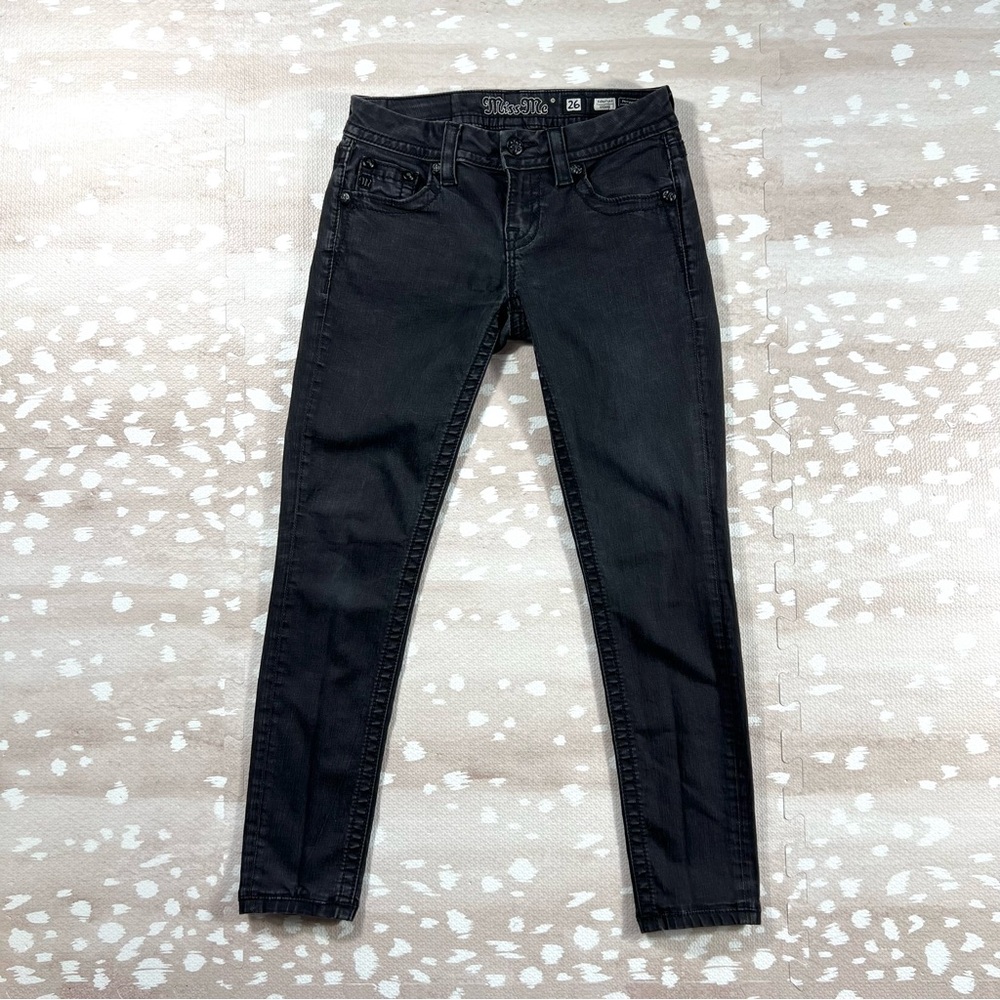 Miss Me Black Embellished Women's Jeans Signature Stretch Skinny Angel Wings W26 - Picture 5 of 9